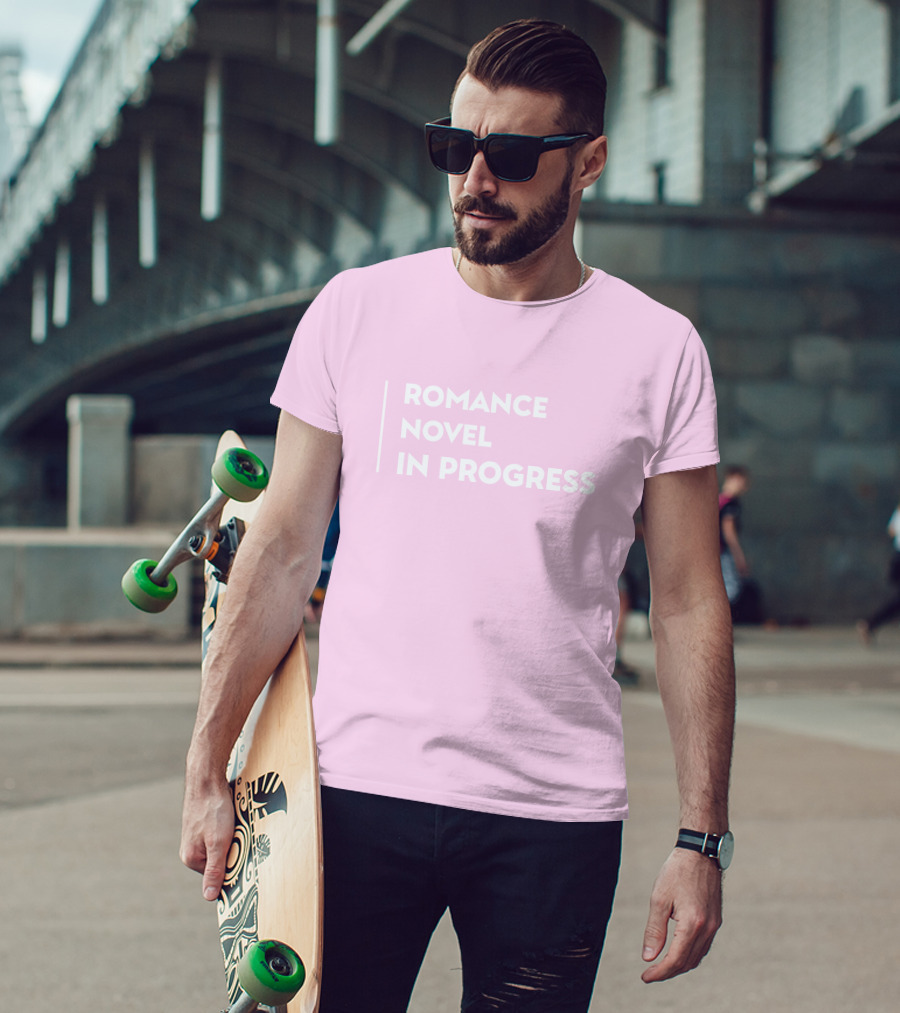 Romance Novel In Progress Light Pink Background T-Shirt