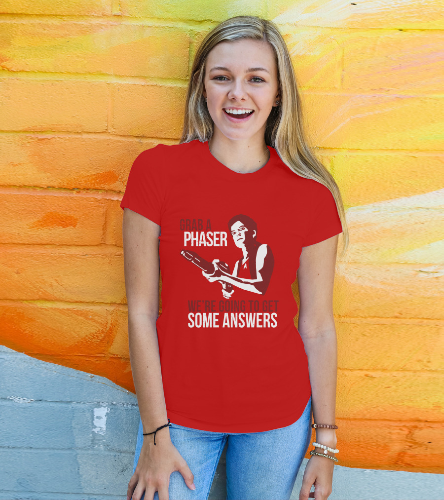 Indiegogo Merch Janeway Terry Farrell Grab A Phaser We're Going To Get Some Answers T-Shirt