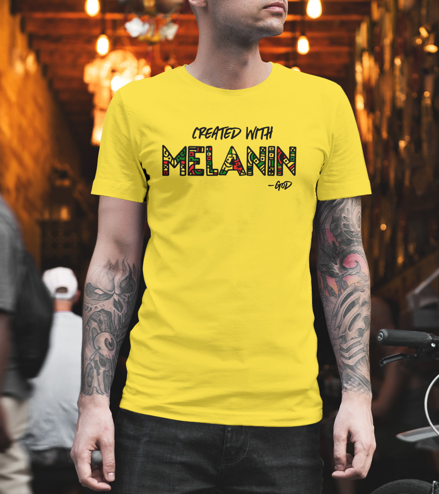 Created With Melanin God African Pattern Empowerment T-Shirt