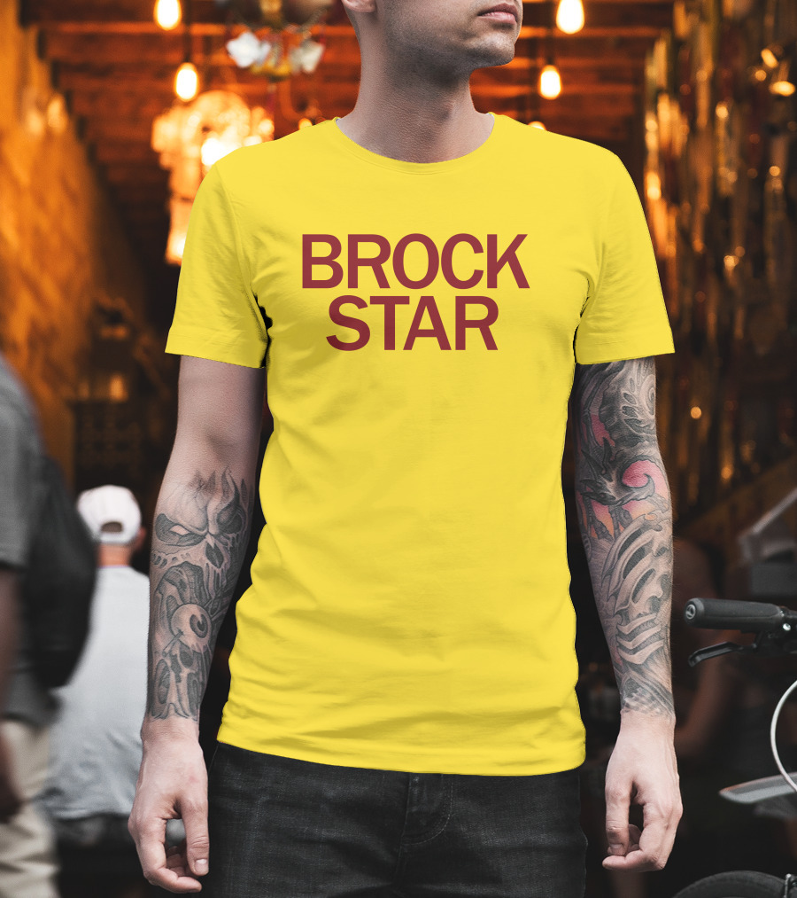 Raygun Merch Brock Star Gold Bold Text on Yellow T-Shirt