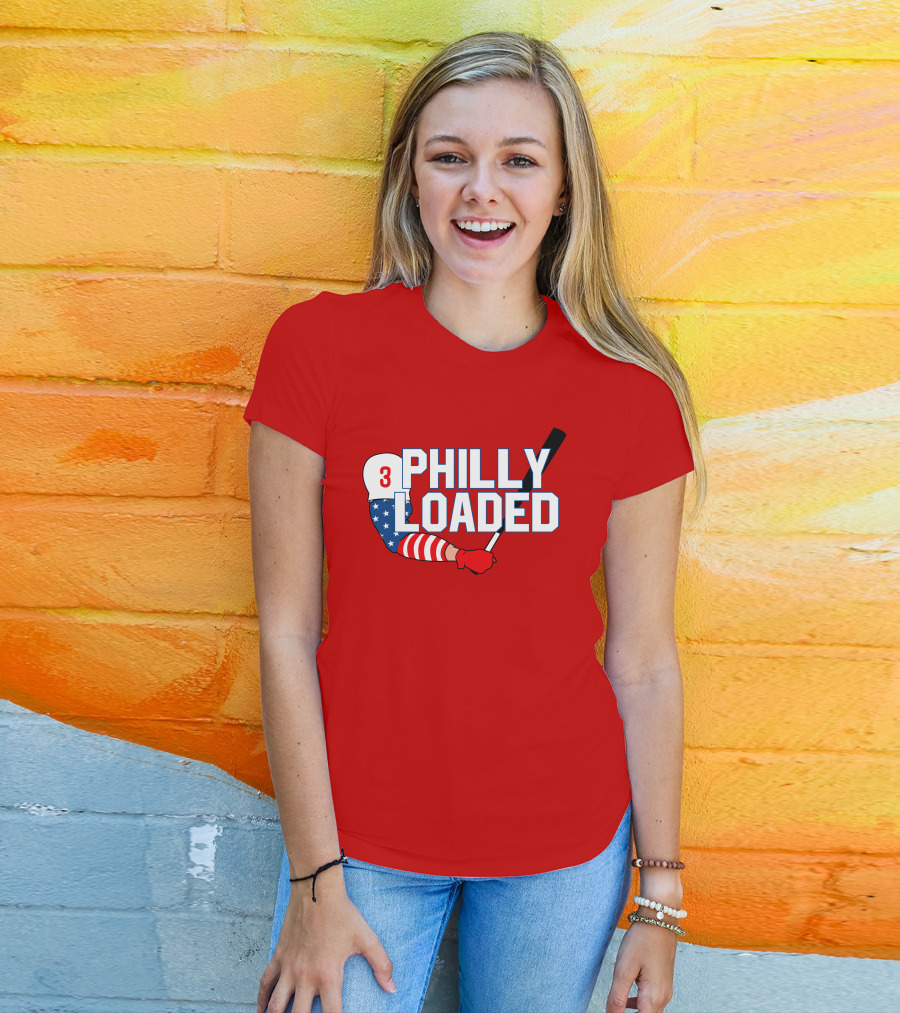 Philly Loaded Baseball American Flag Arm T-Shirt