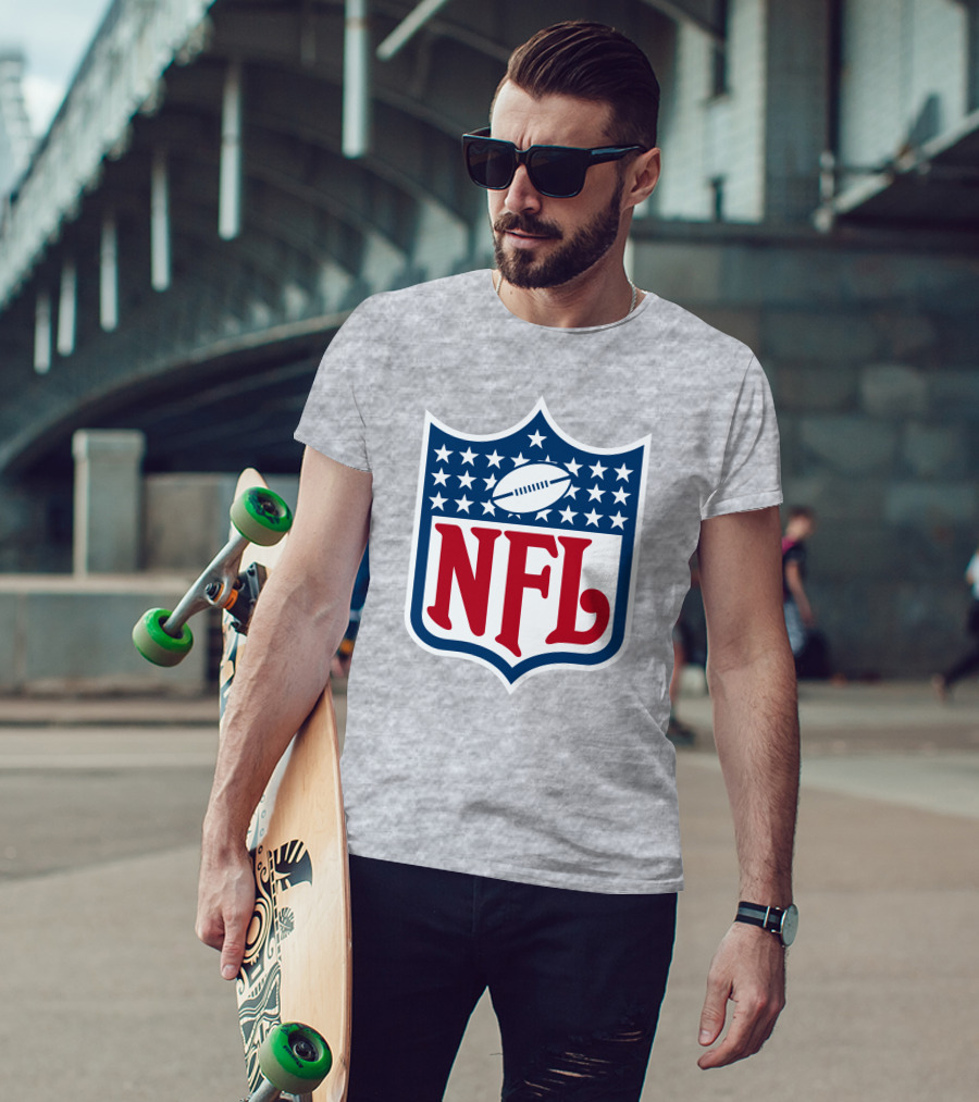 Annie Agar NFL Meeting Football Shield T-Shirt