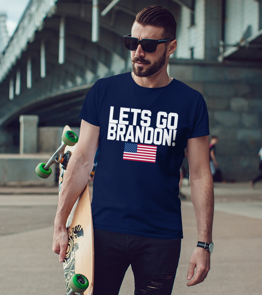 Lets Go Brandon Marine Veteran American Flag T-Shirt