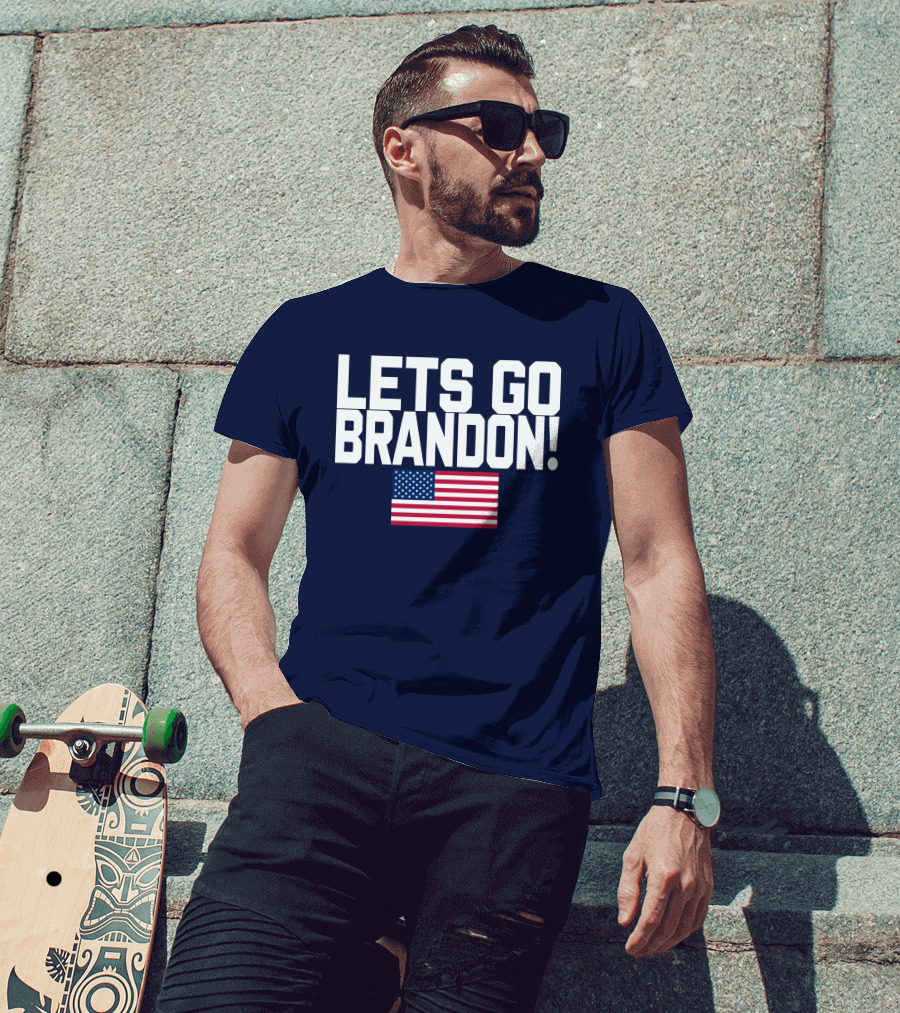 Lets Go Brandon Marine Veteran American Flag T-Shirt