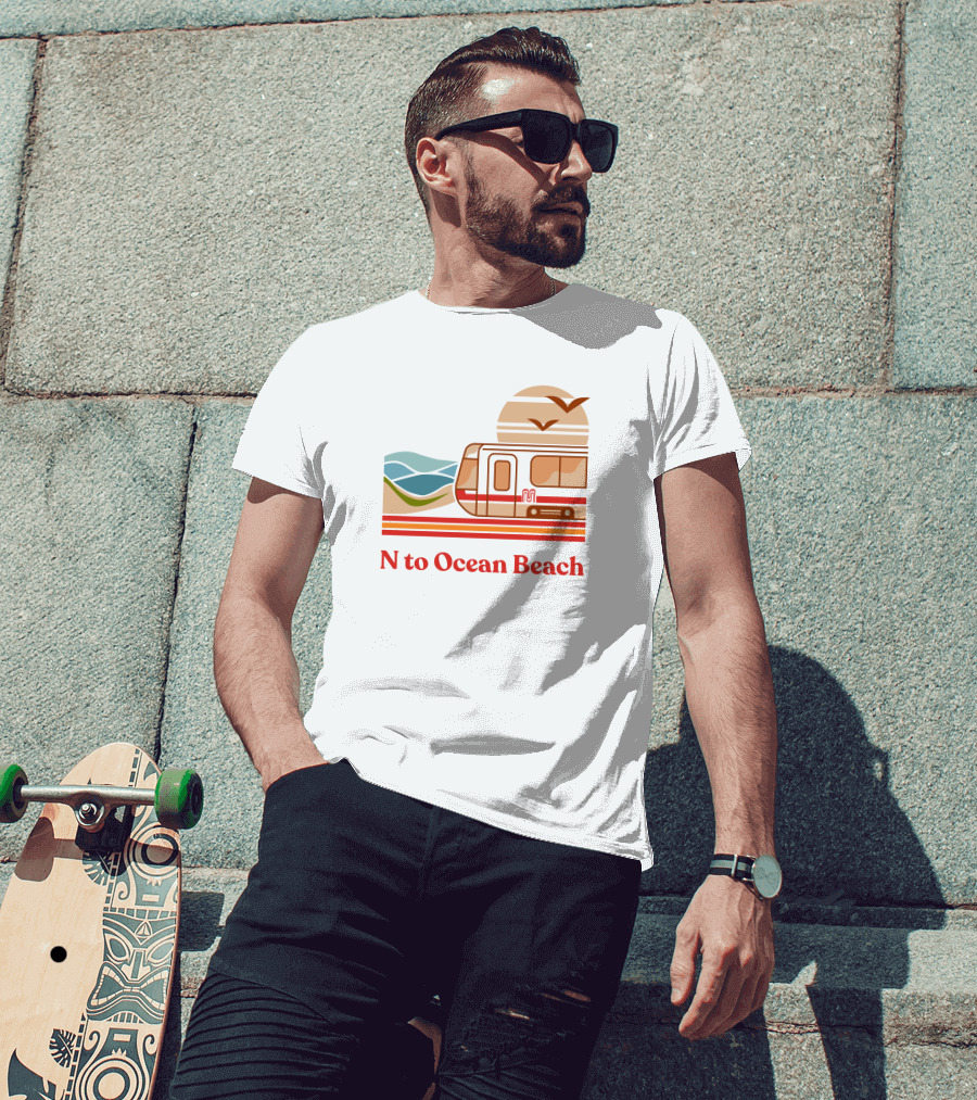 N To Ocean Beach San Francisco Tram Chris Arvin T-Shirt