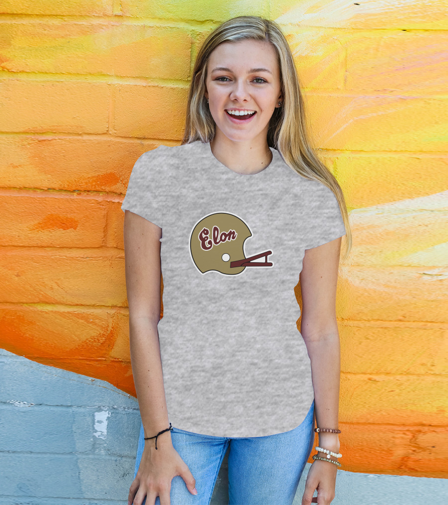 Elon Football Helmet Wes Durham T-Shirt