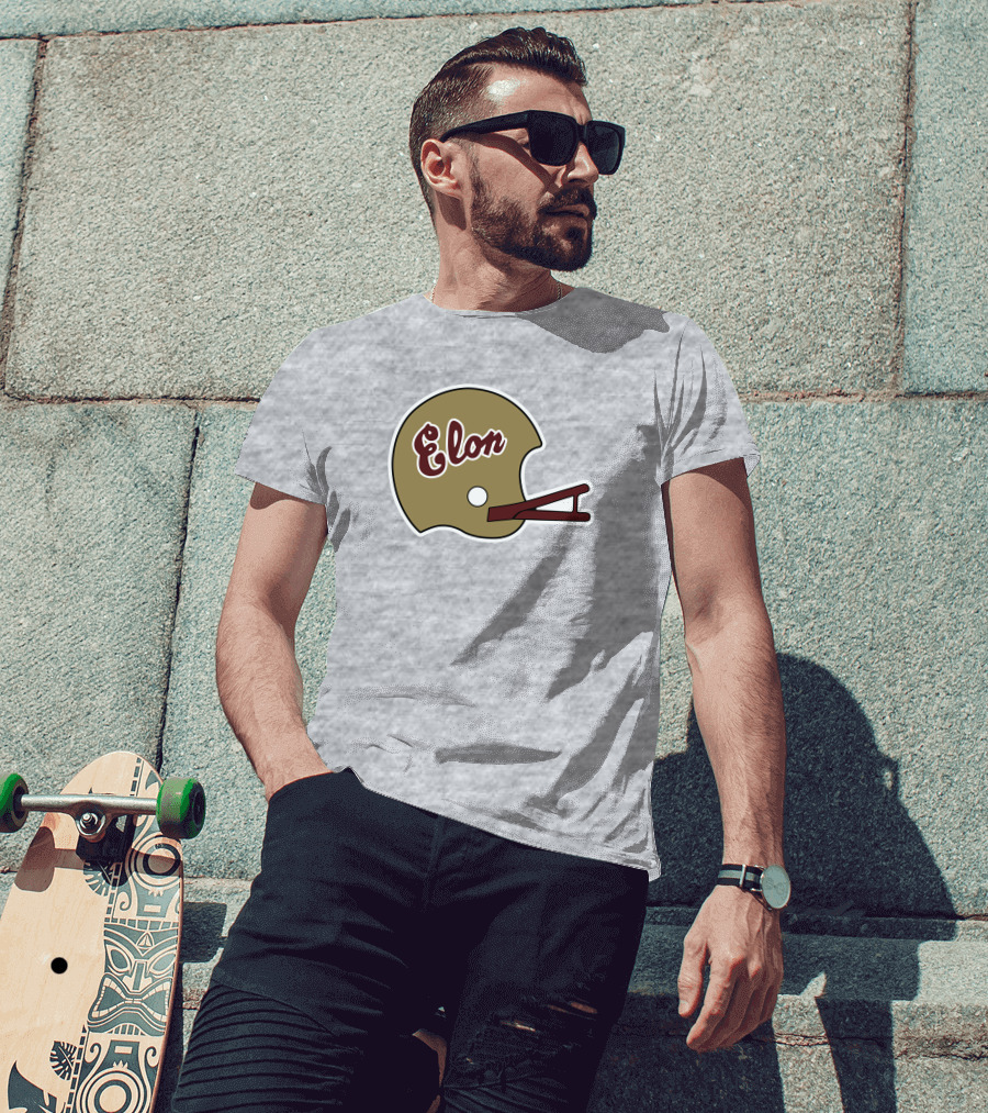 Elon Football Helmet Wes Durham T-Shirt