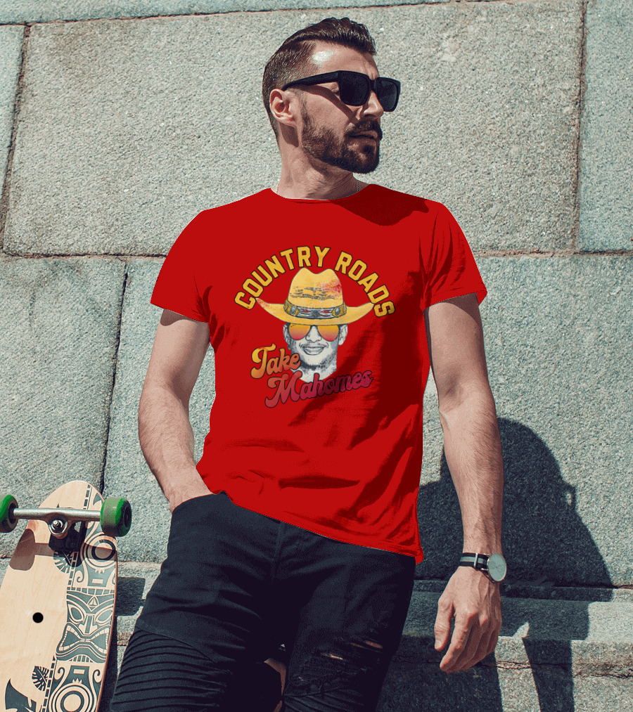 Country Roads Take Mahomes Patrick Mahomes Cowboy Hat Sunglasses T-Shirt