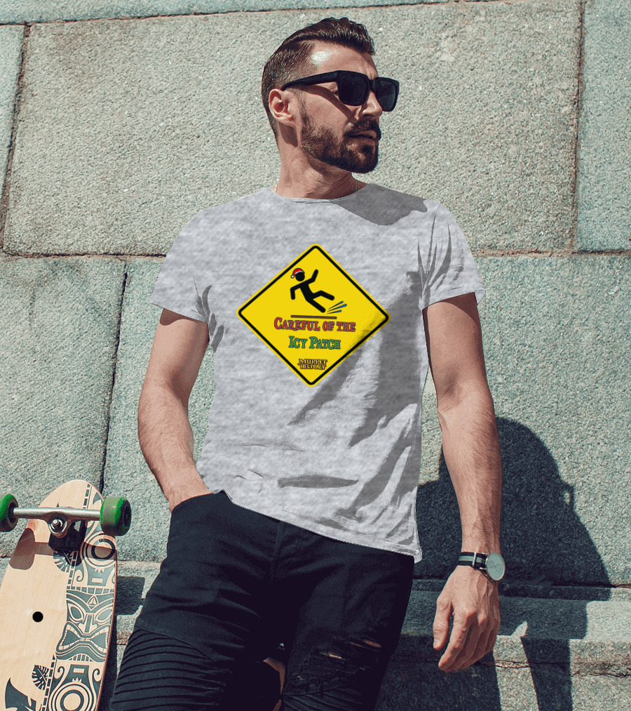 Muppet History Careful Of The Icy Patch Warning Sign Santa Hat T-Shirt