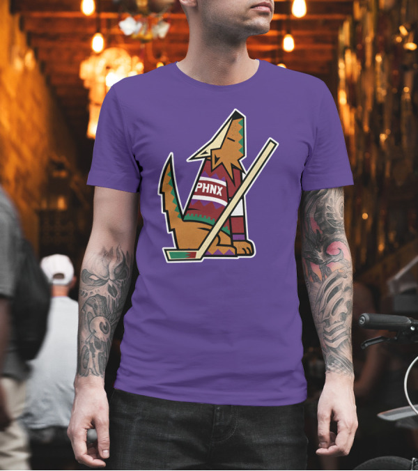 Phnx Locker Merch PHNX Howling Coyote Hockey Stick T-Shirt Phnx Locker Merch PHNX Howling Coyote Hockey Stick T-Shirt