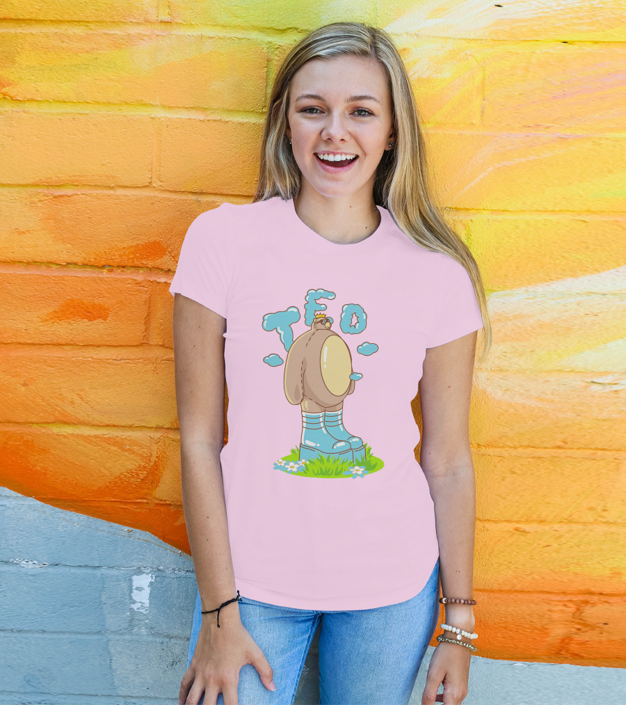 Eret Merch Ted Character With Crown And Boots Standing On Grass T-Shirt