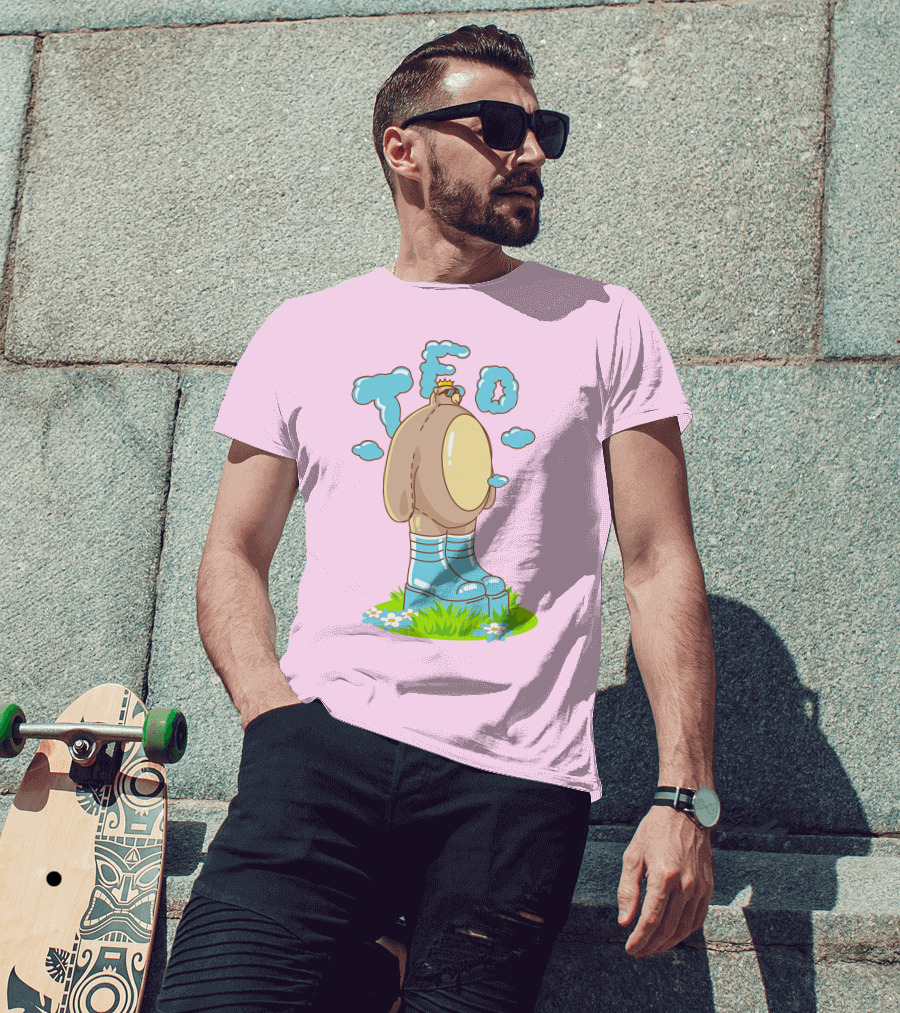Eret Merch Ted Character With Crown And Boots Standing On Grass T-Shirt