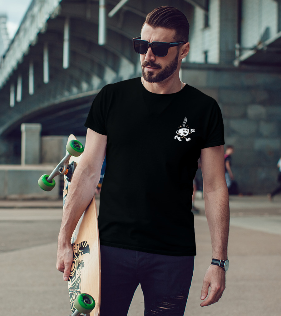 Coffee Steaming Cup Character T-Shirt