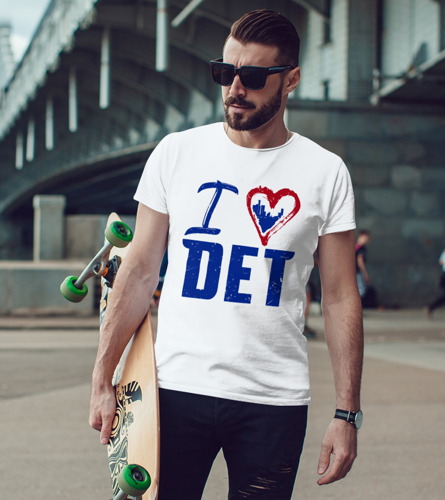 I Love DET Detroit Pistons Skyline Heart T-Shirt