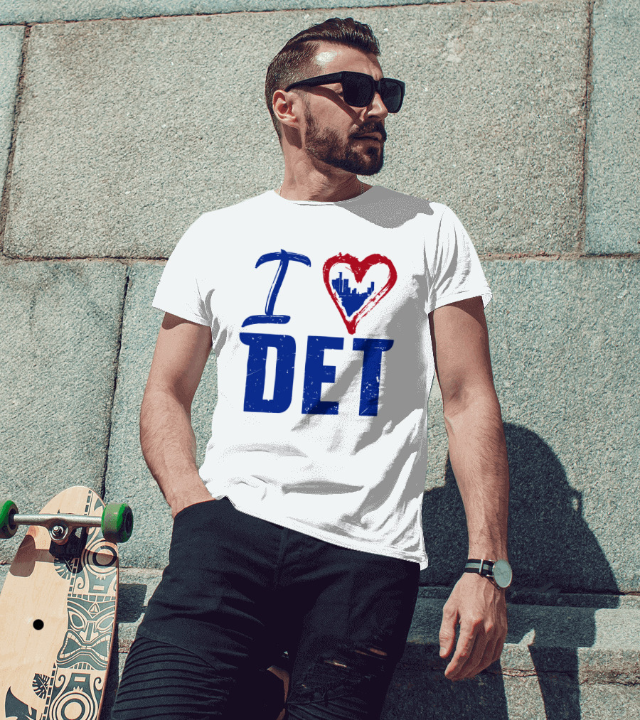 I Love DET Detroit Pistons Skyline Heart T-Shirt