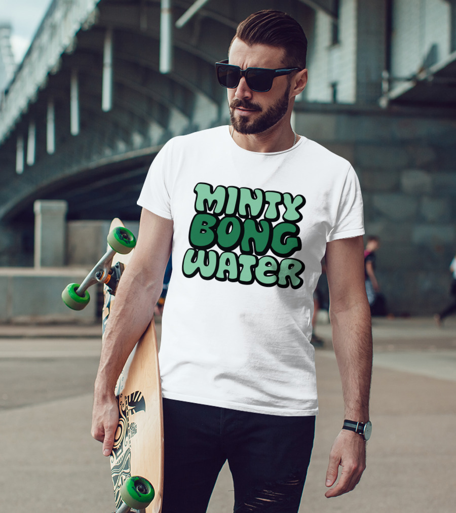 Minty Bong Water Shop Merch Mint Green Typography T-Shirt