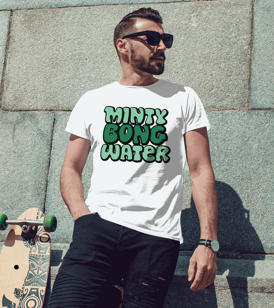 Minty Bong Water Shop Merch Mint Green Typography T-Shirt