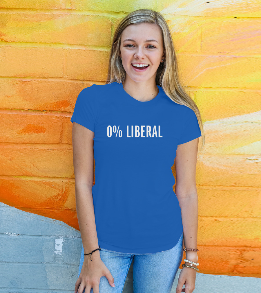Zeek Arkham 0% Liberal Statement Bold Blue Background T-Shirt