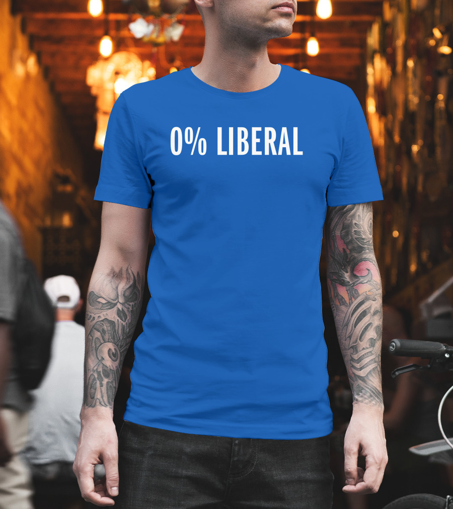 Zeek Arkham 0% Liberal Statement Bold Blue Background T-Shirt