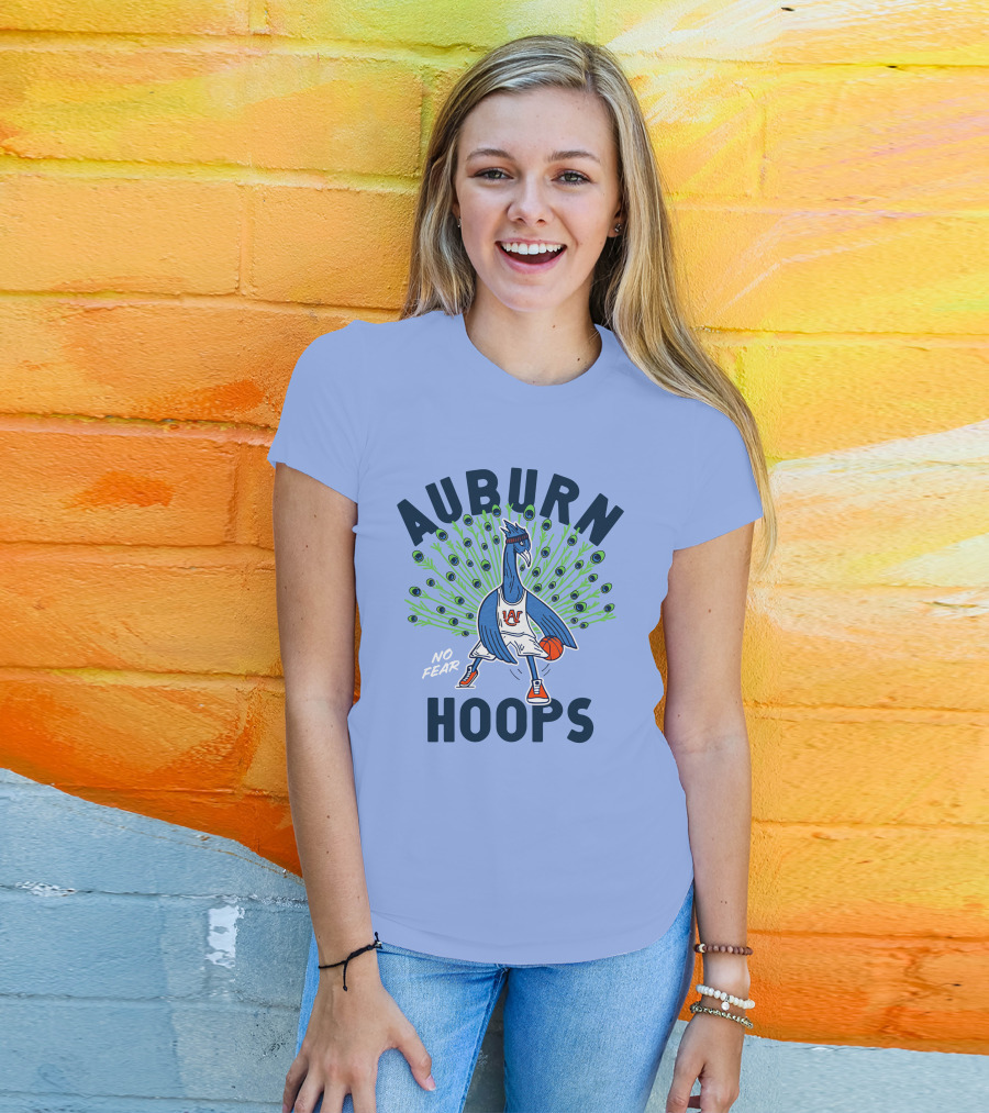 Auburn Hoops Peacock Basketball No Fear T-Shirt