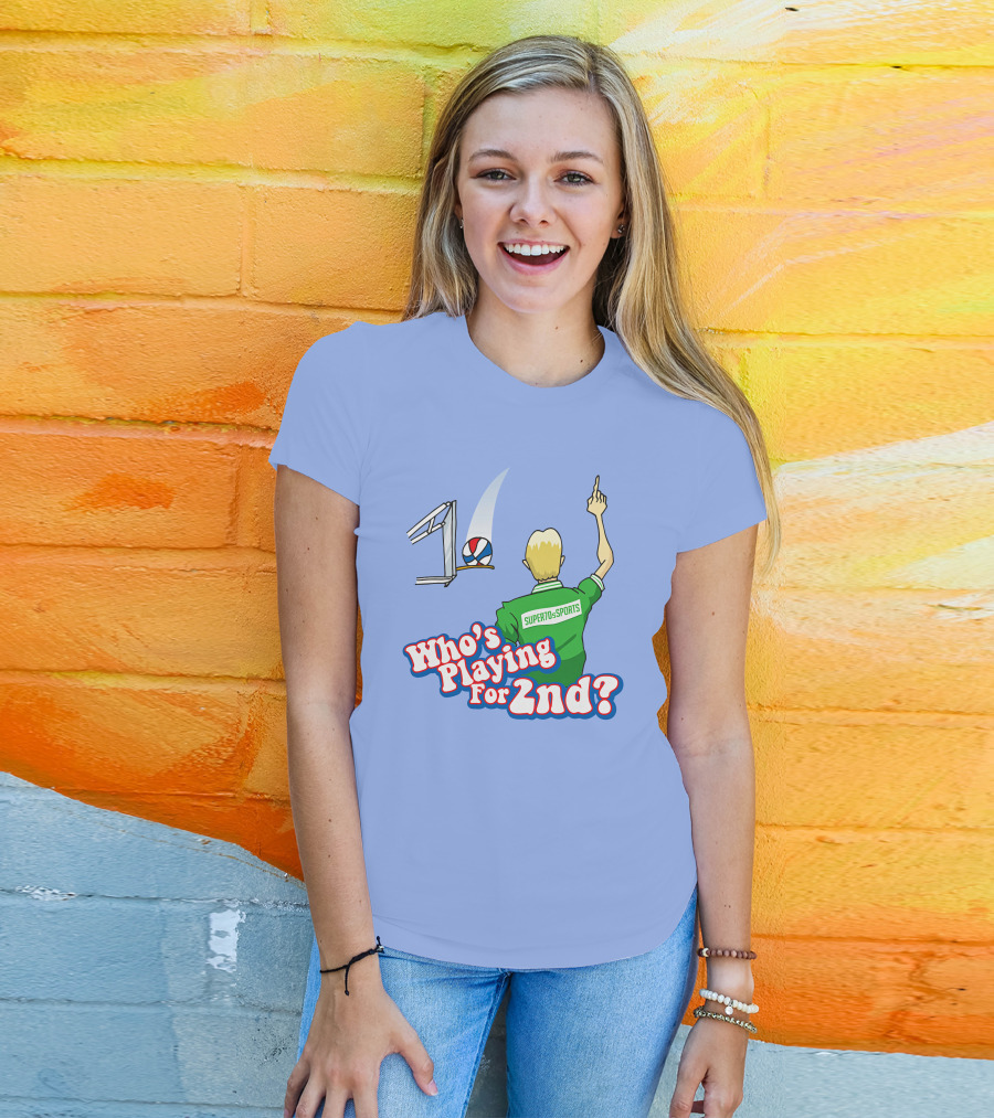 Super70s Sports Who's Playing For 2nd Volleyball Player Gesture T-Shirt