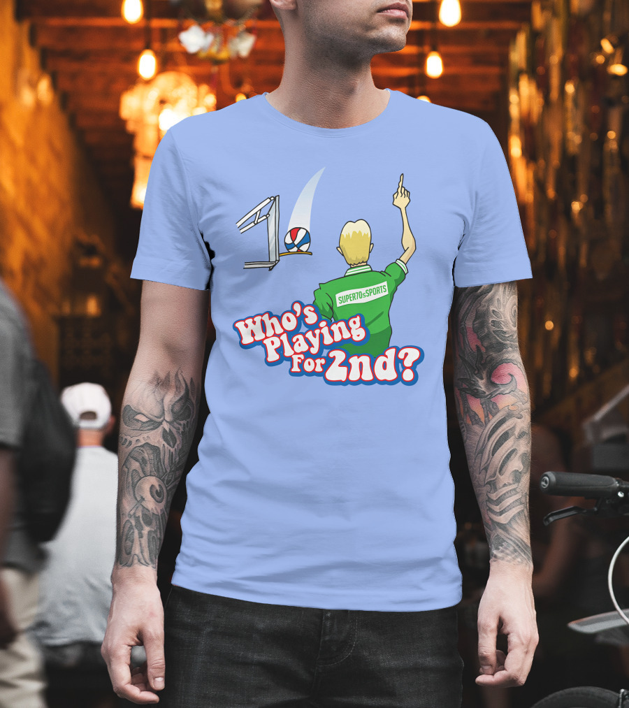 Super70s Sports Who's Playing For 2nd Volleyball Player Gesture T-Shirt