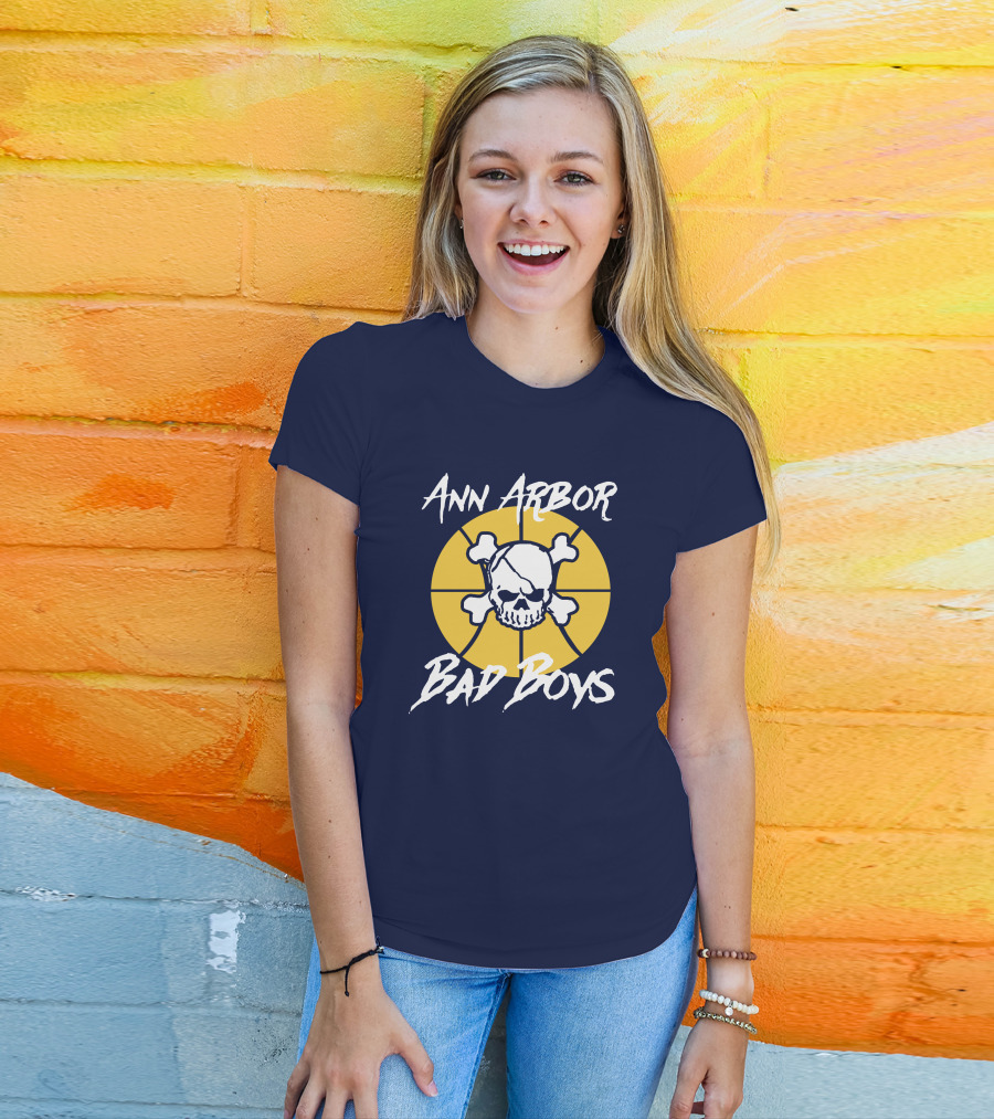 Ann Arbor Bad Boys Skull Basketball Juwan Howard Blue By Ninety Shop T-Shirt