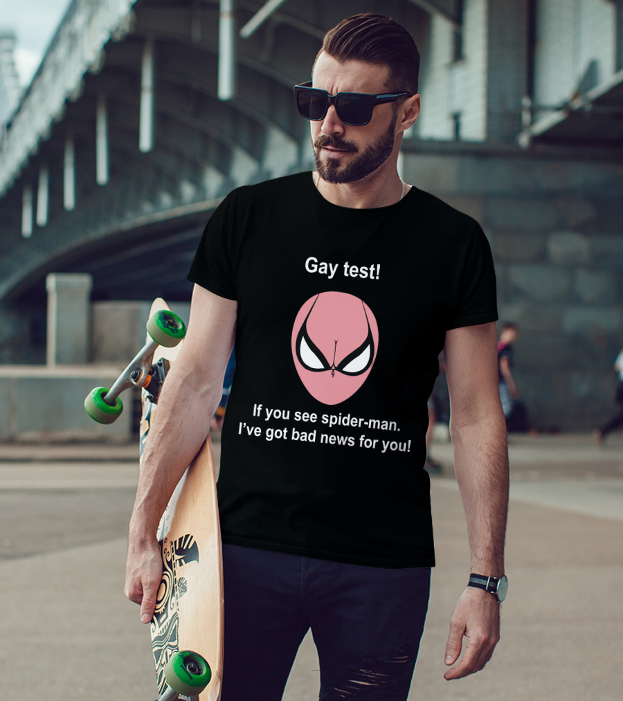 Gay Test Spider-Man Bad News Humor Meme Indiesocool T-Shirt