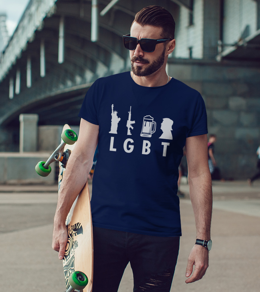 LGBT Liberty Guns Beer Trump 53Pamela H Iconic Symbols T-Shirt