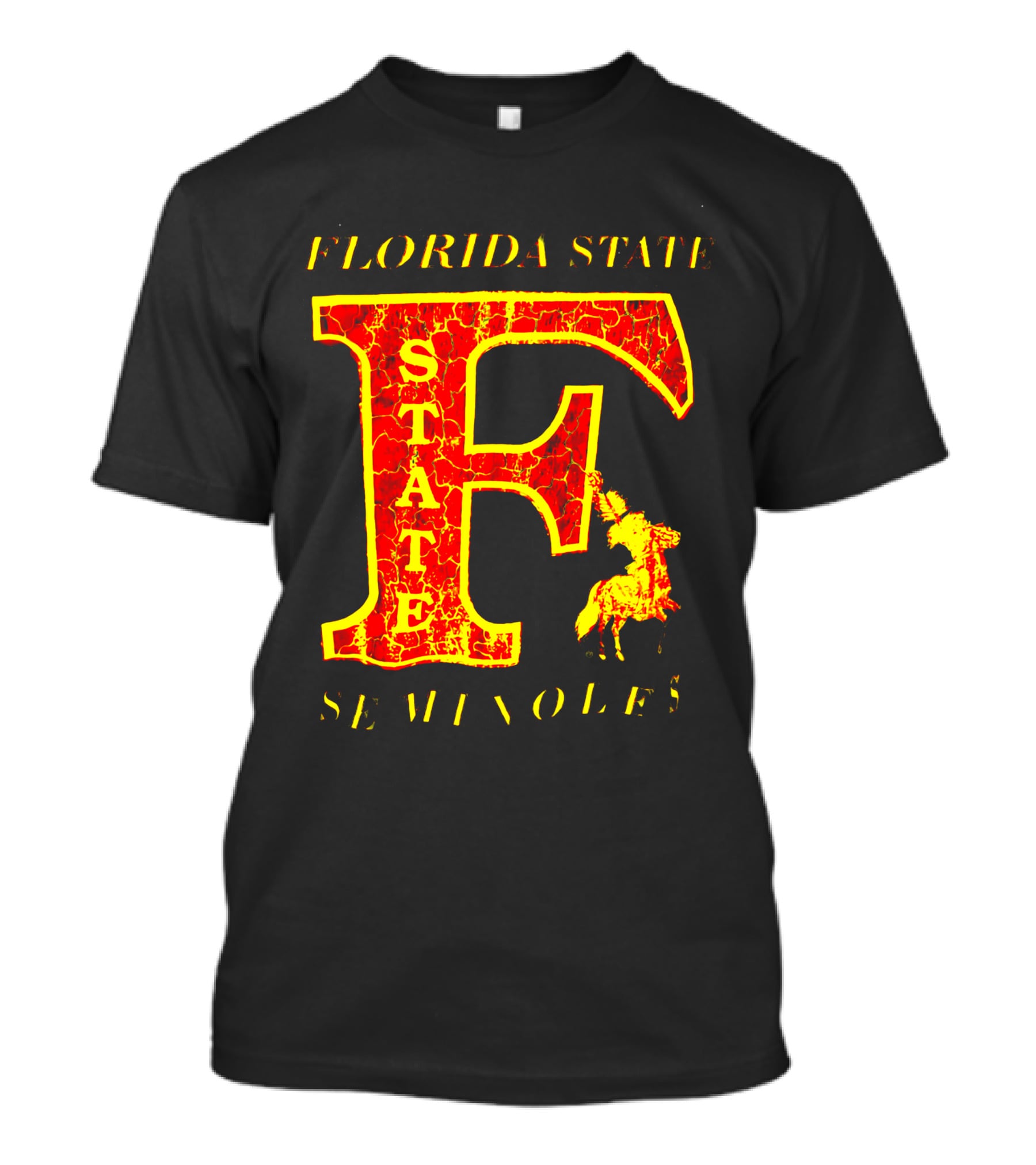 Florida State Seminoles Vintage 1980s Large F Cracked Texture T-Shirt