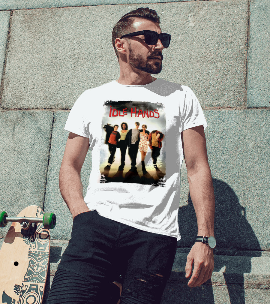 Idle Hands Seth Green Devon Sawa 1990s Halloween Horror Movie Cover T-Shirt