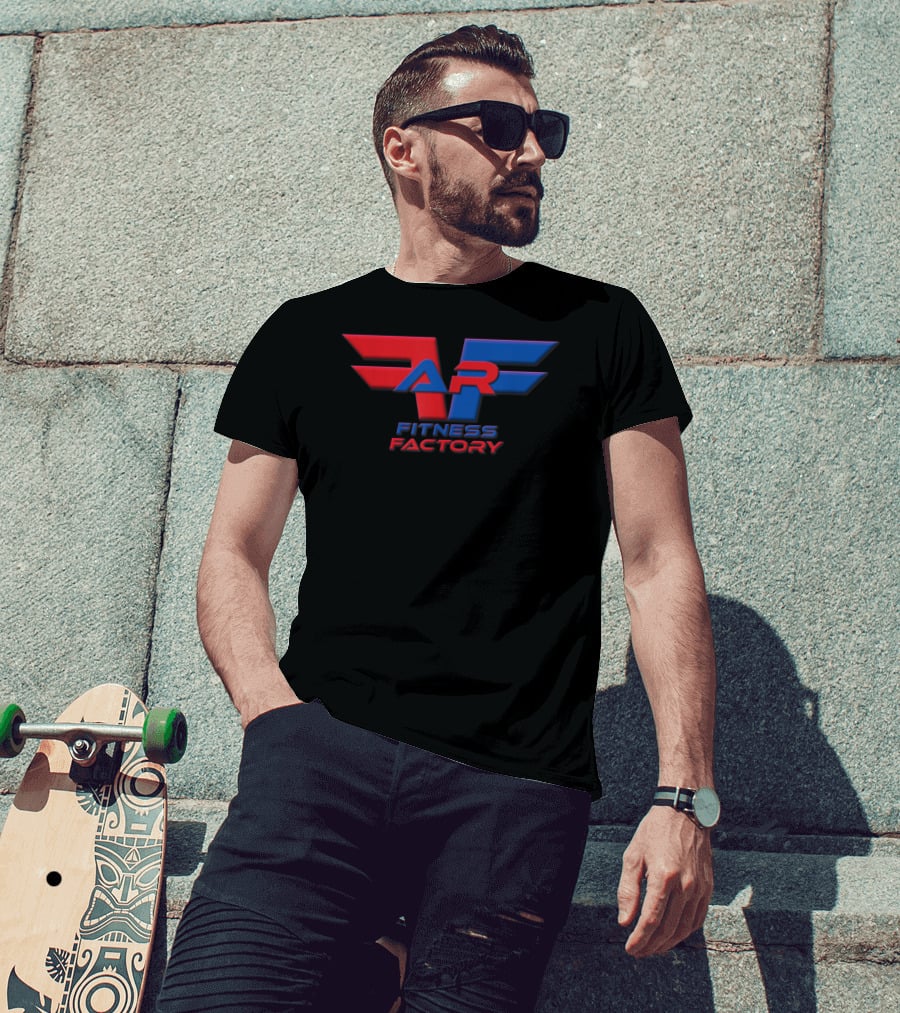 AR Fitness Factory Red And Blue Wings Emblem T-Shirt