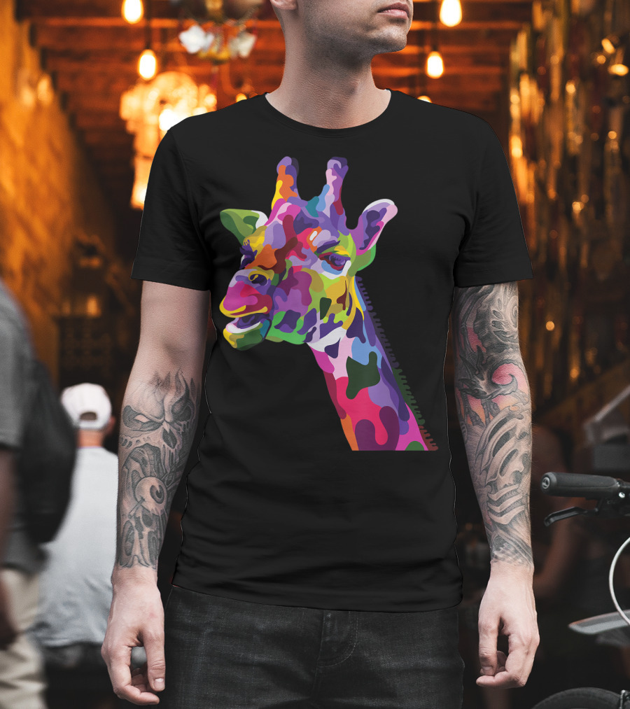 Giraffe Support Colorful Psychedelic T-Shirt