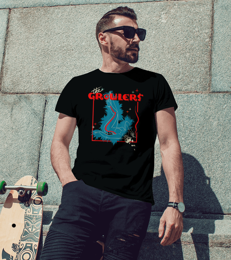 The Growlers Vintage Pop Music Art With Retro Figure And Star Accents T-Shirt