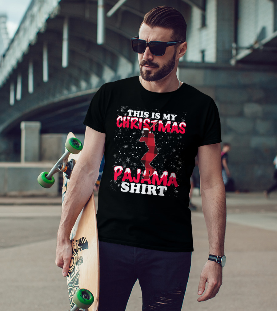 This Is My Christmas Pajama Shirt Plaid Baseball T-Shirt