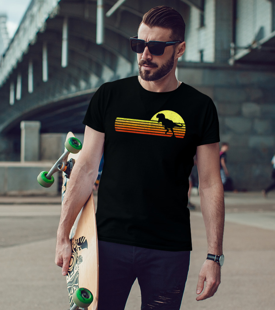 Retro Sunset Tyrannosaurus Rex Dinosaur Paleontology Science T-Shirt