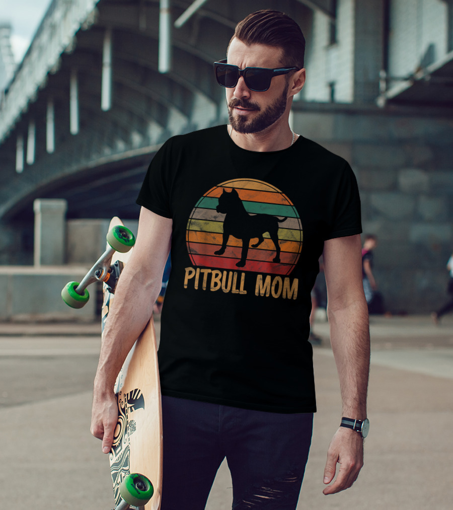 Pitbull Mom Dog Lover Pet Mother Pit Bull Mama Retro T-Shirt