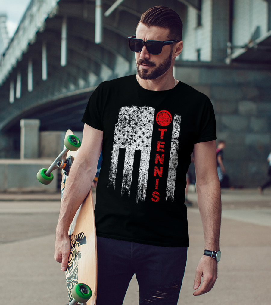 USA Red White Tennis Boys American Grunge T-Shirt