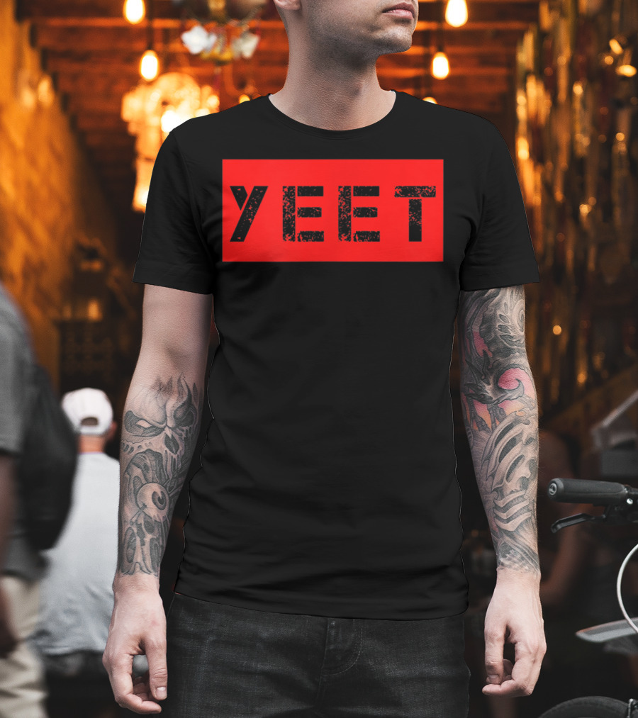 Yeet Meme Gamer Millennial Slogan Bold Red Block Text T-Shirt