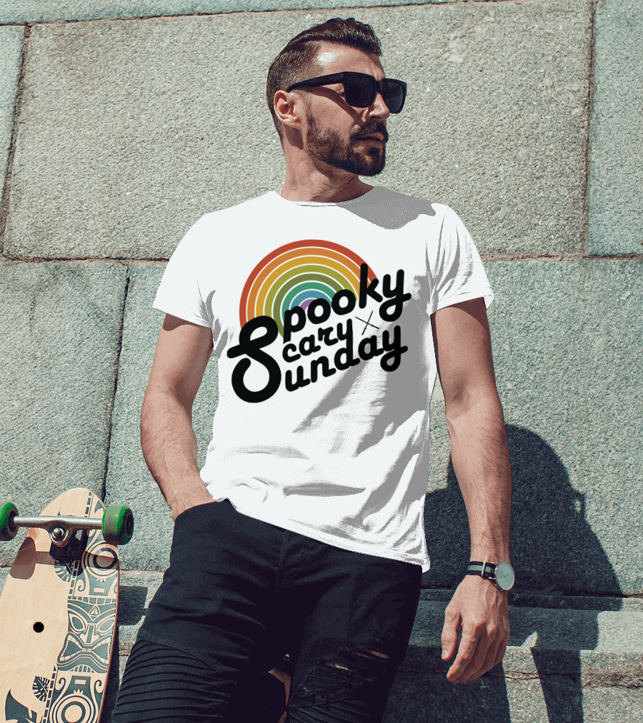 CoryxKenshin Spooky Scary Sunday Retro Rainbow T-Shirt