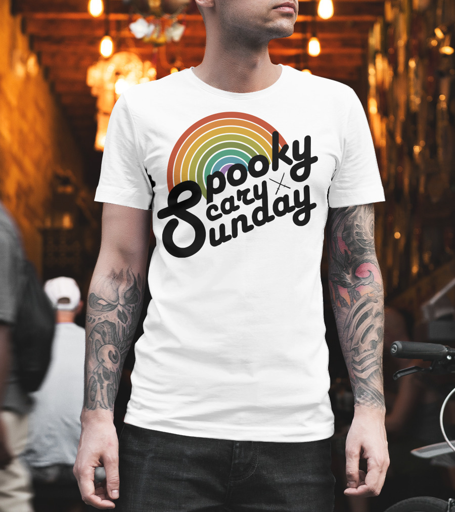 CoryxKenshin Spooky Scary Sunday Retro Rainbow T-Shirt