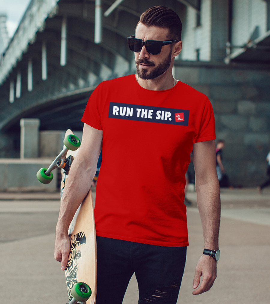 Ole Miss Run The Sip Bold Red T-Shirt