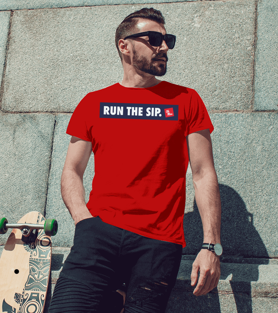 Ole Miss Run The Sip Bold Red T-Shirt