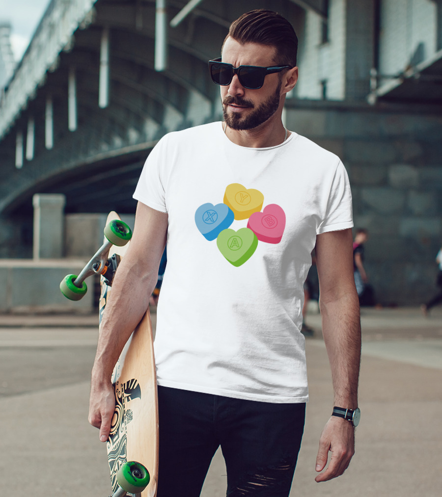 X Y A B Candy Hearts Valentine's Crew Neck T-Shirt
