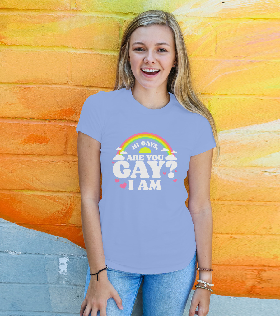 Chrissy Chlapecka Merch Hi Gays Are You Gay I Am With Rainbow And Hearts T-Shirt