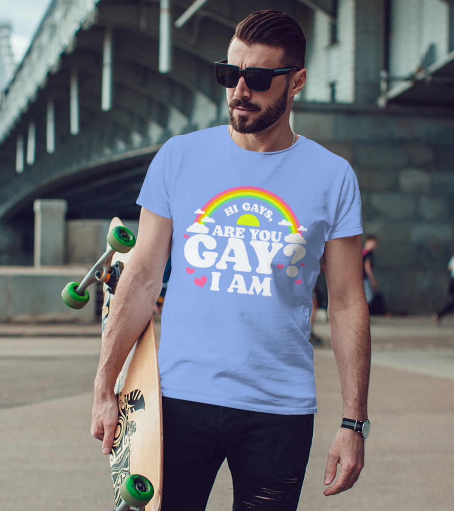 Chrissy Chlapecka Merch Hi Gays Are You Gay I Am With Rainbow And Hearts T-Shirt