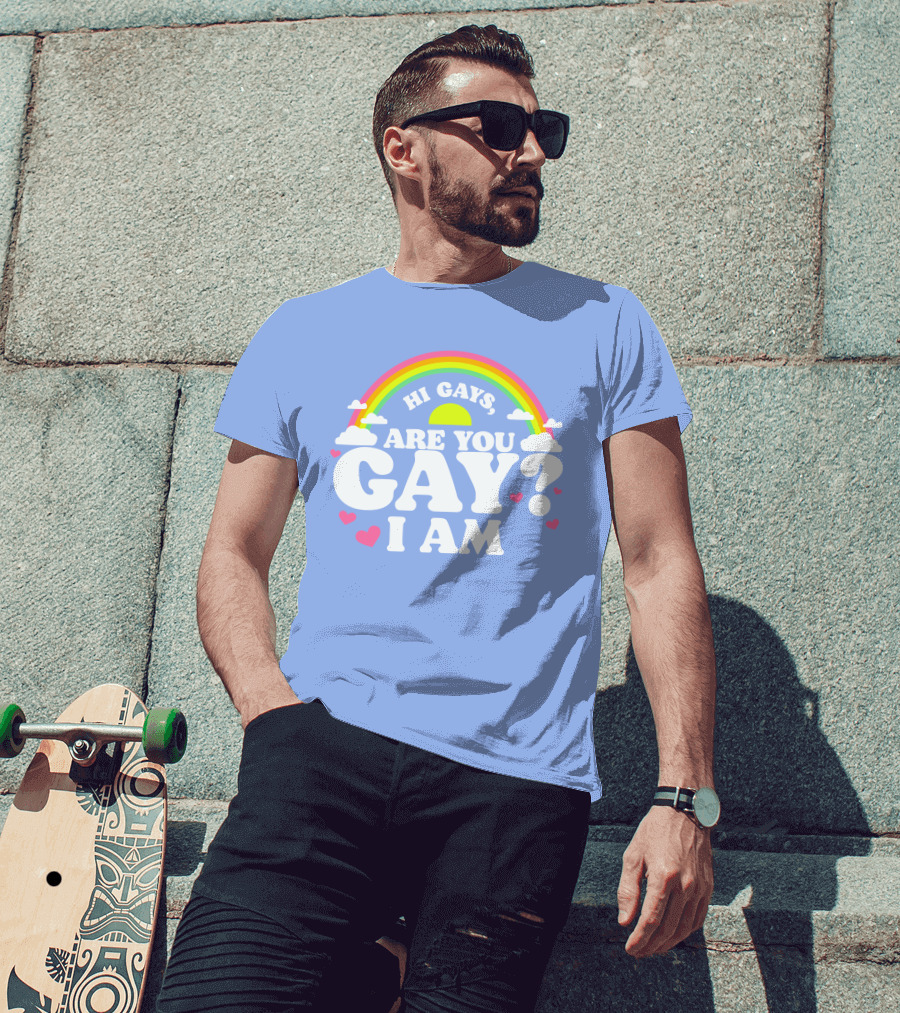 Chrissy Chlapecka Merch Hi Gays Are You Gay I Am With Rainbow And Hearts T-Shirt