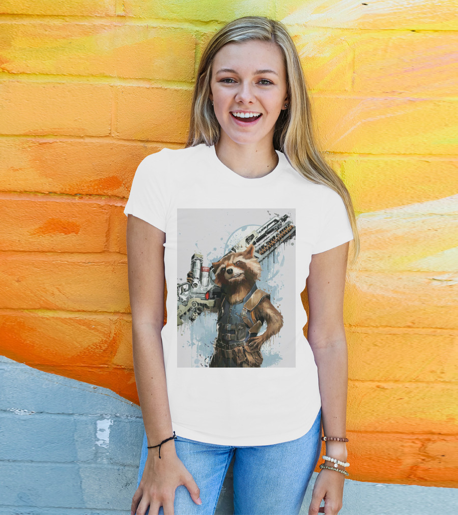 Rocket Raccoon Guardians Of The Galaxy Gun T-Shirt