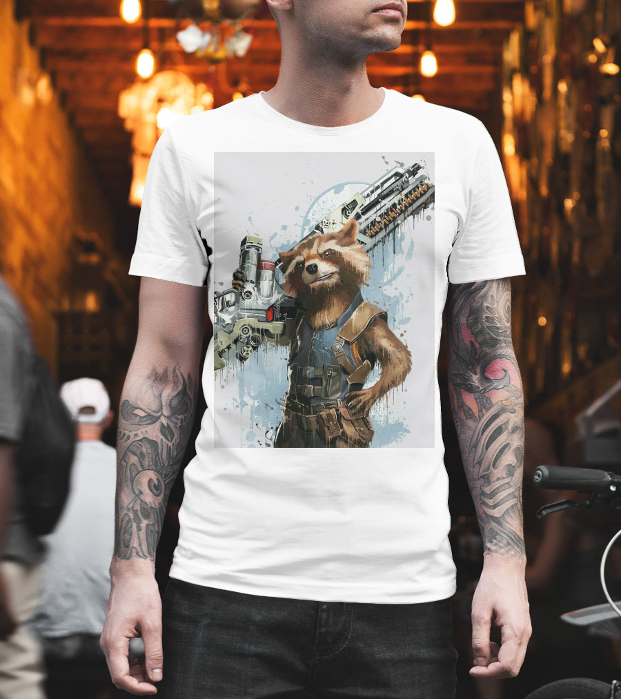 Rocket Raccoon Guardians Of The Galaxy Gun T-Shirt