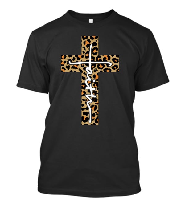 FAITH GUUZ Leopard Print Cross T-Shirt